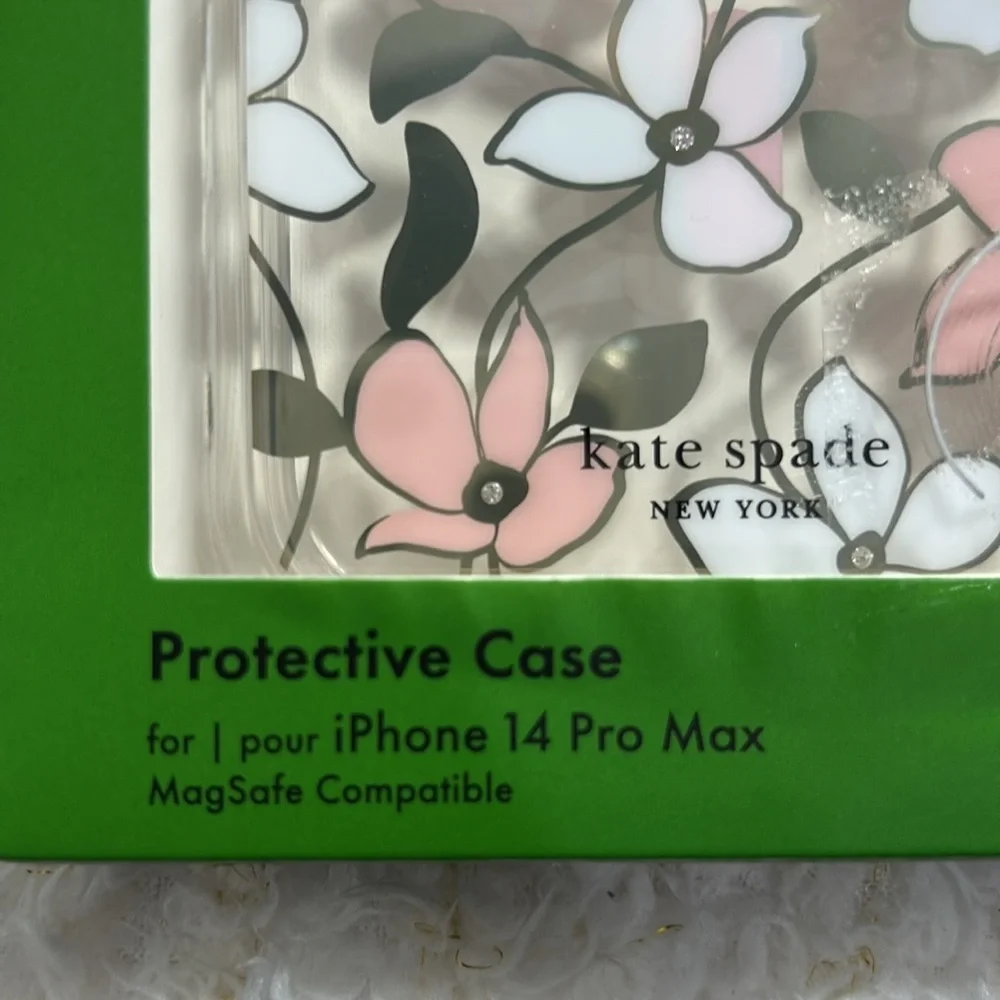 Kate Spade Pink and White Floral iPhone 14 Pro‎ Max Protective Case